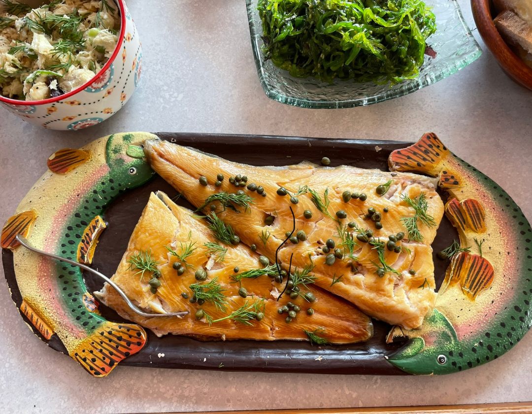 Fresh Salmon served aboard Babkin Charters